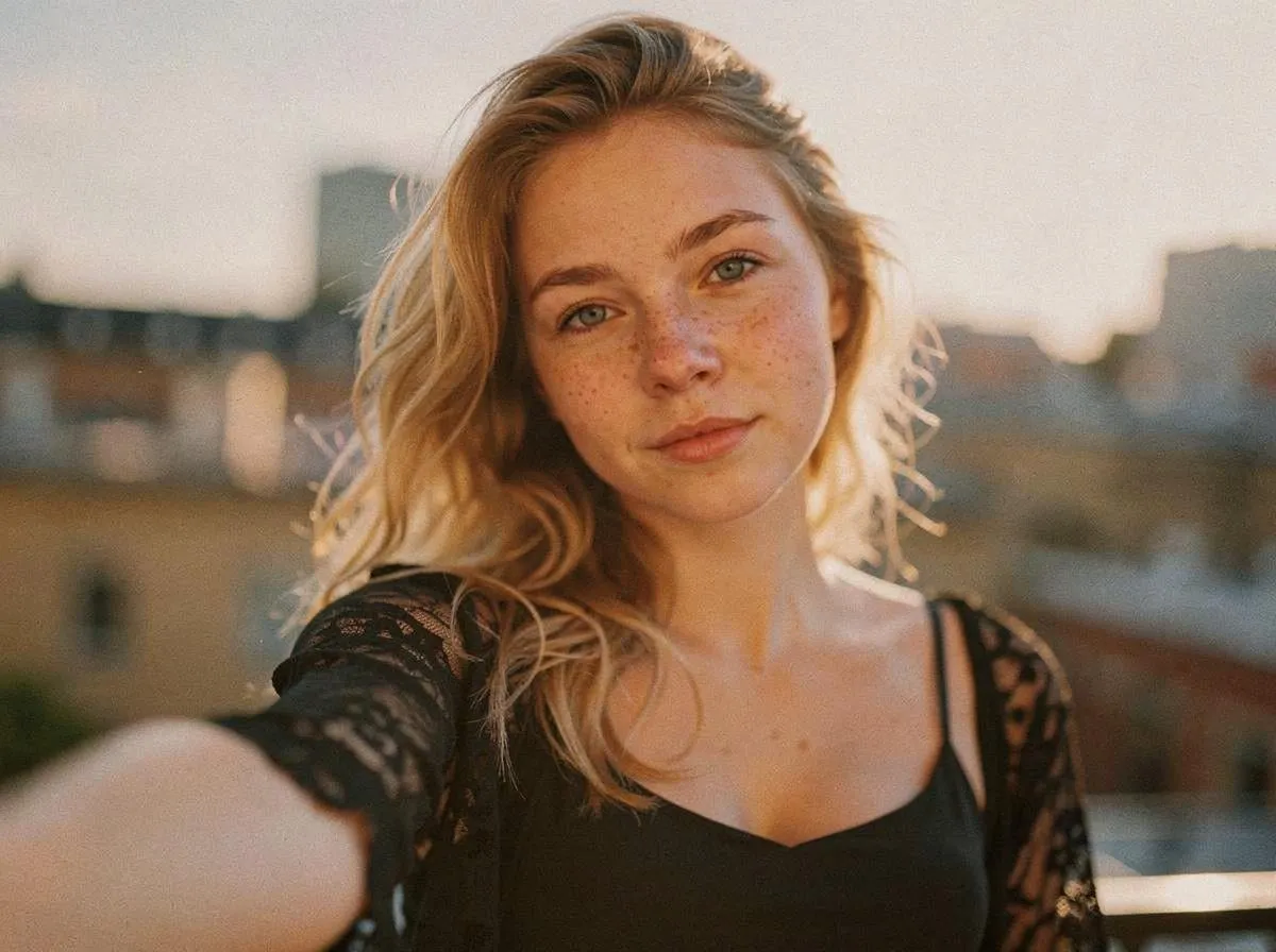 Golden Hour Outdoor Selfie Black Lace Top
