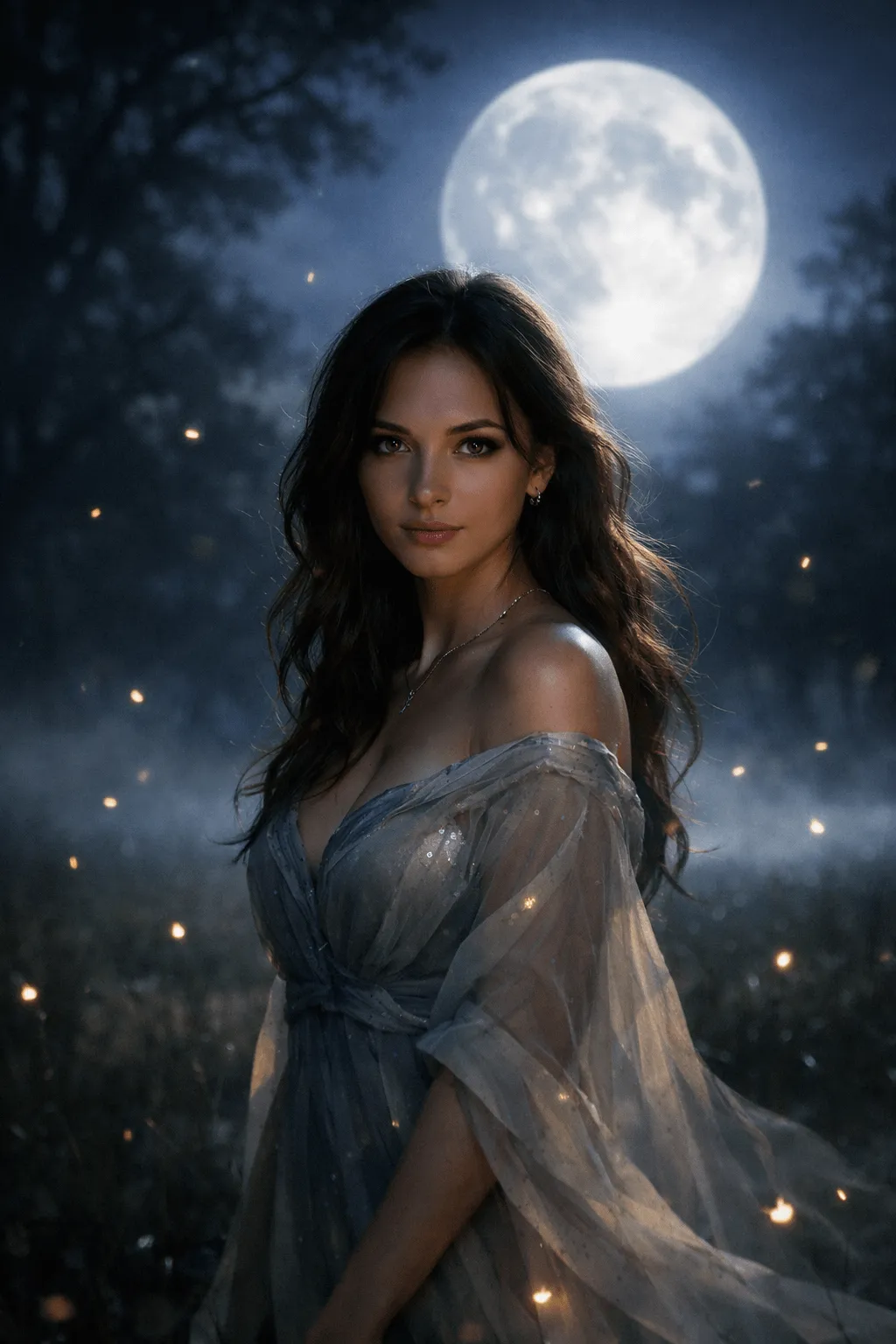 Necklace In Forest Portrait
