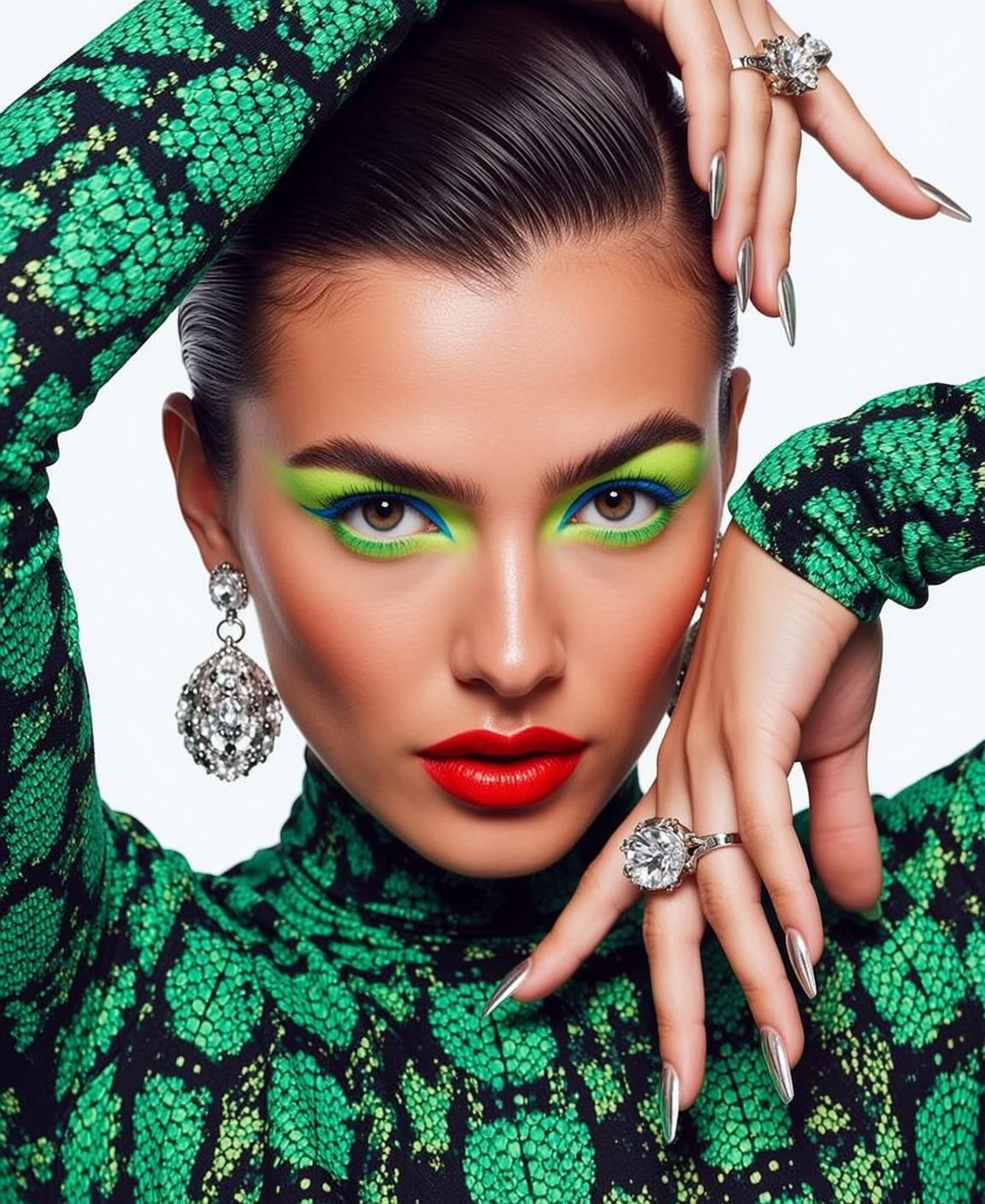 Makeup Photorealistic Slicked-back Dark Hair Her Turned
