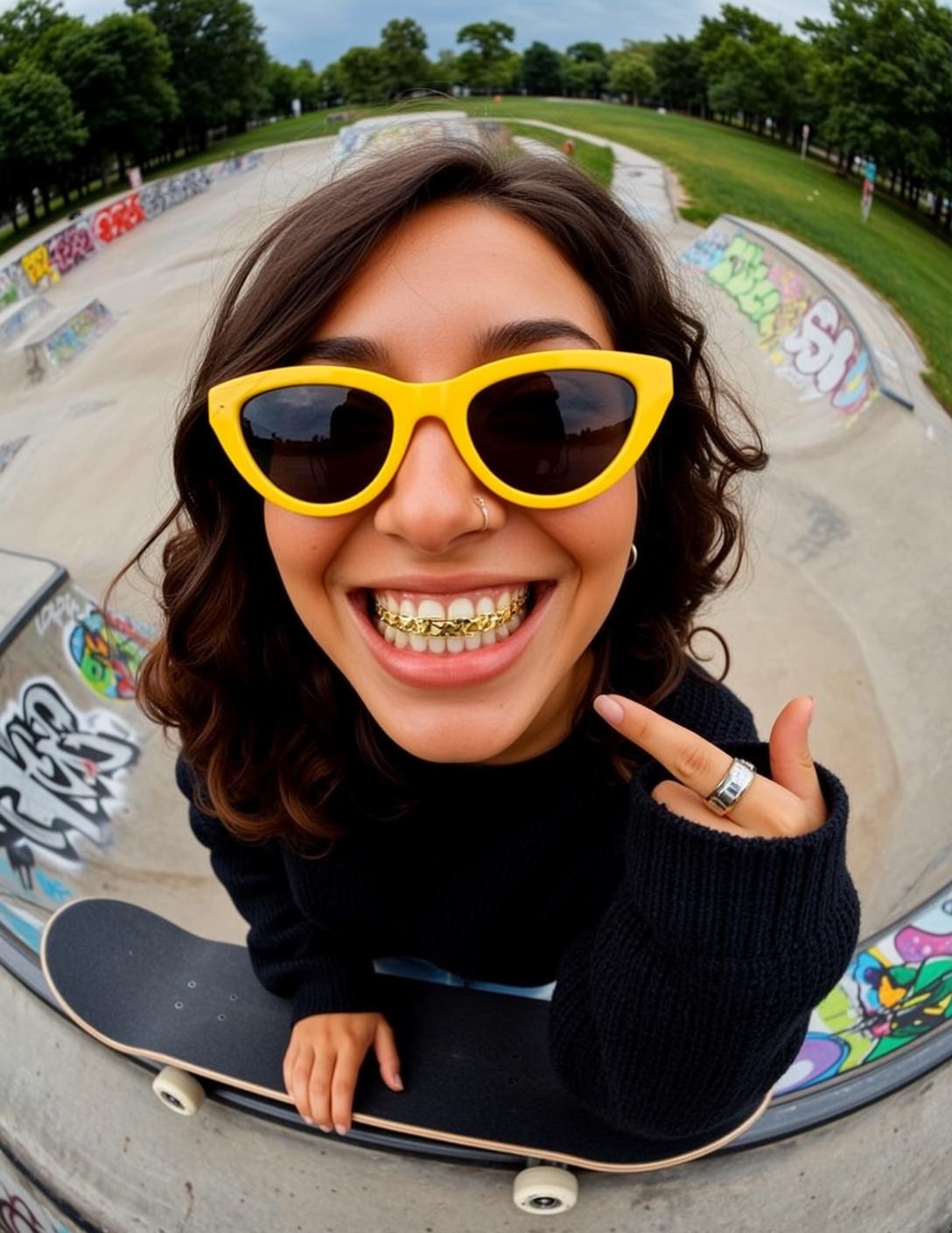 Fisheye Young Dark Brown Wavy Light Tan