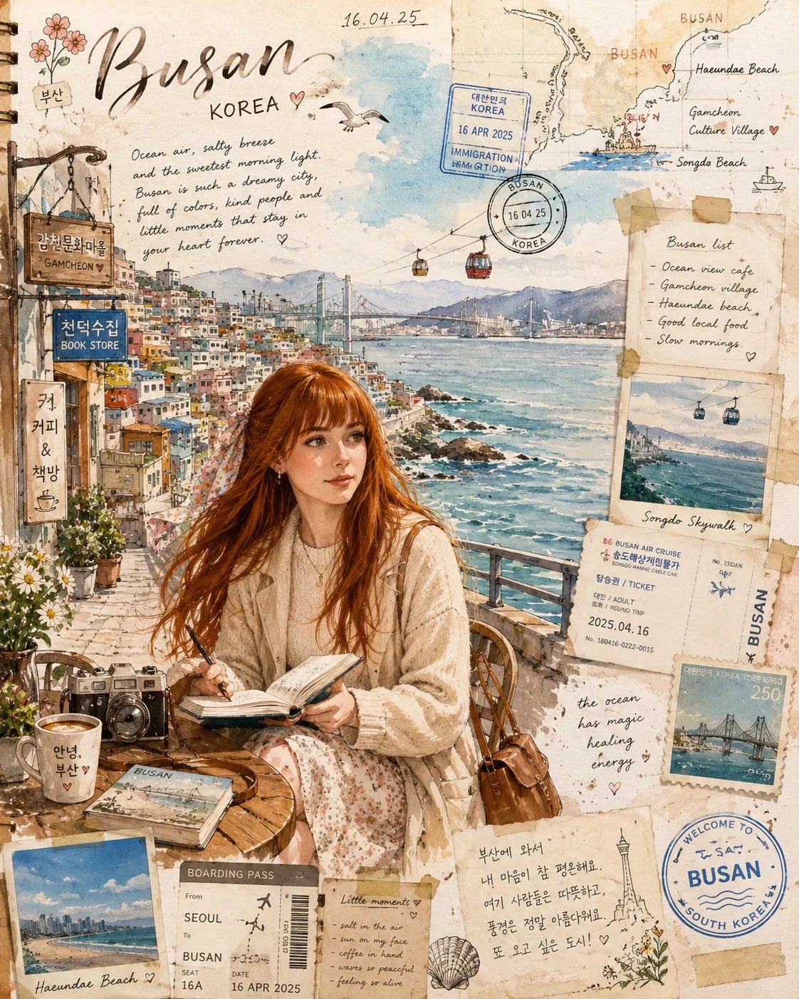 Writing In Book On Coastal Patio Scrapbook Page
