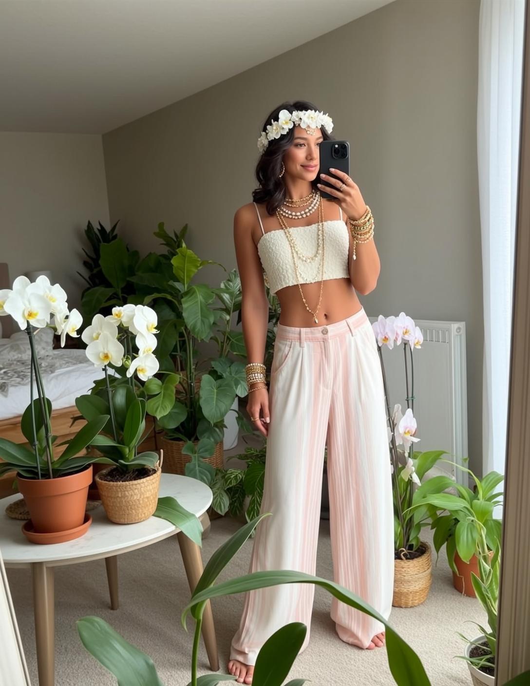 Bohemian Bedroom Selfie White Flower Crown