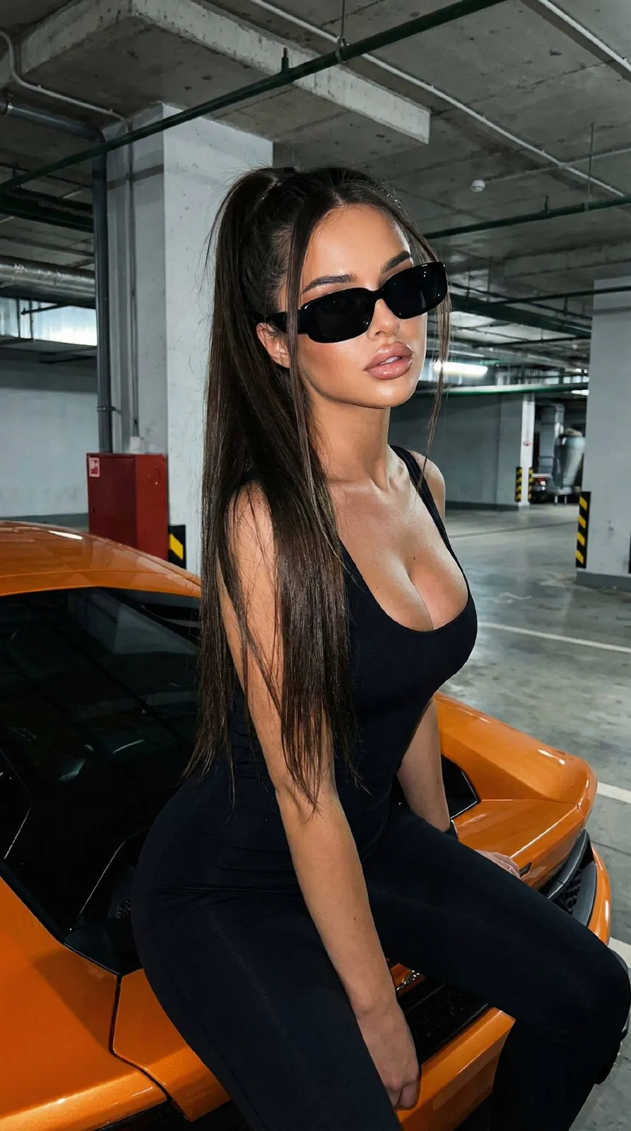 Brunette Car Trunk Flash Underground Parking 9 16