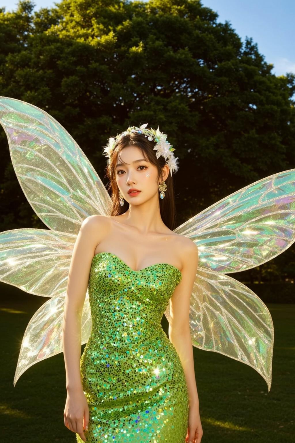 Fairycore Young Long Dark Straight Fair Strapless