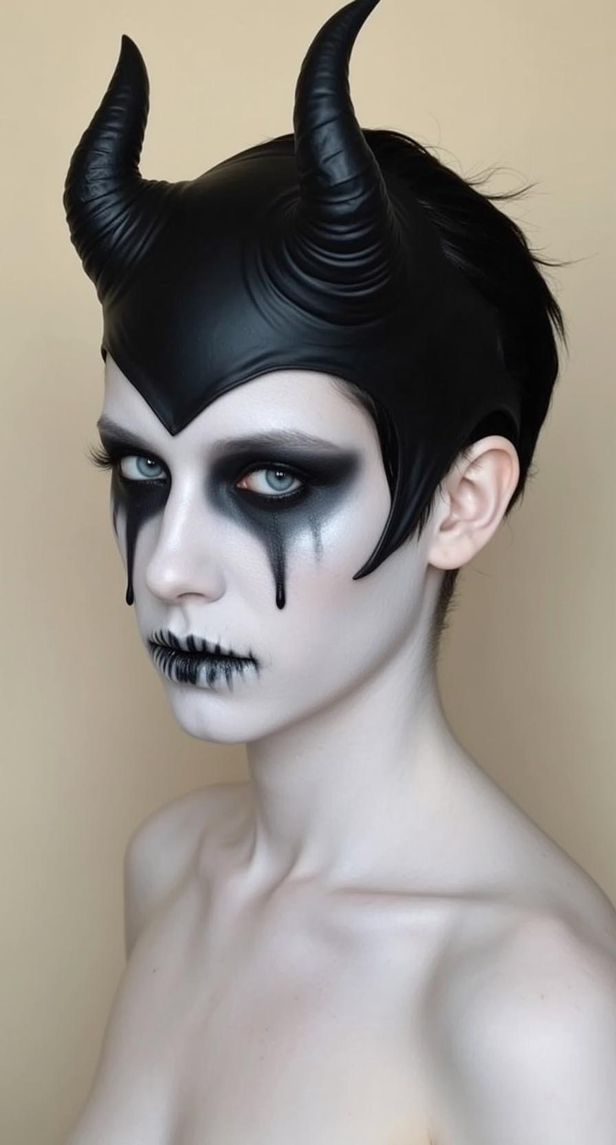 Halloween Makeup Young Pale Skin Blue Eyes