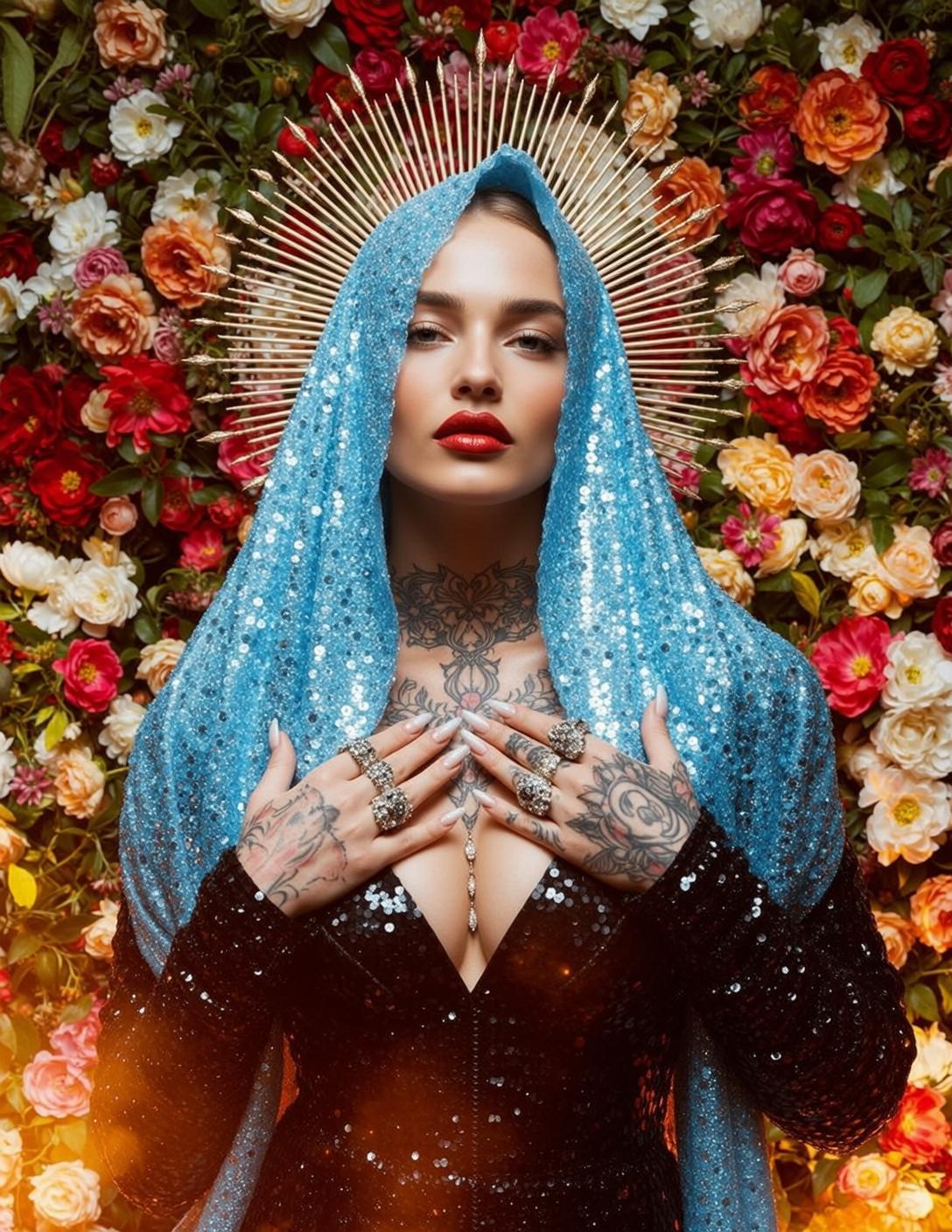 Tattoos Necklace And Rings In Fashion Portrait reference photo