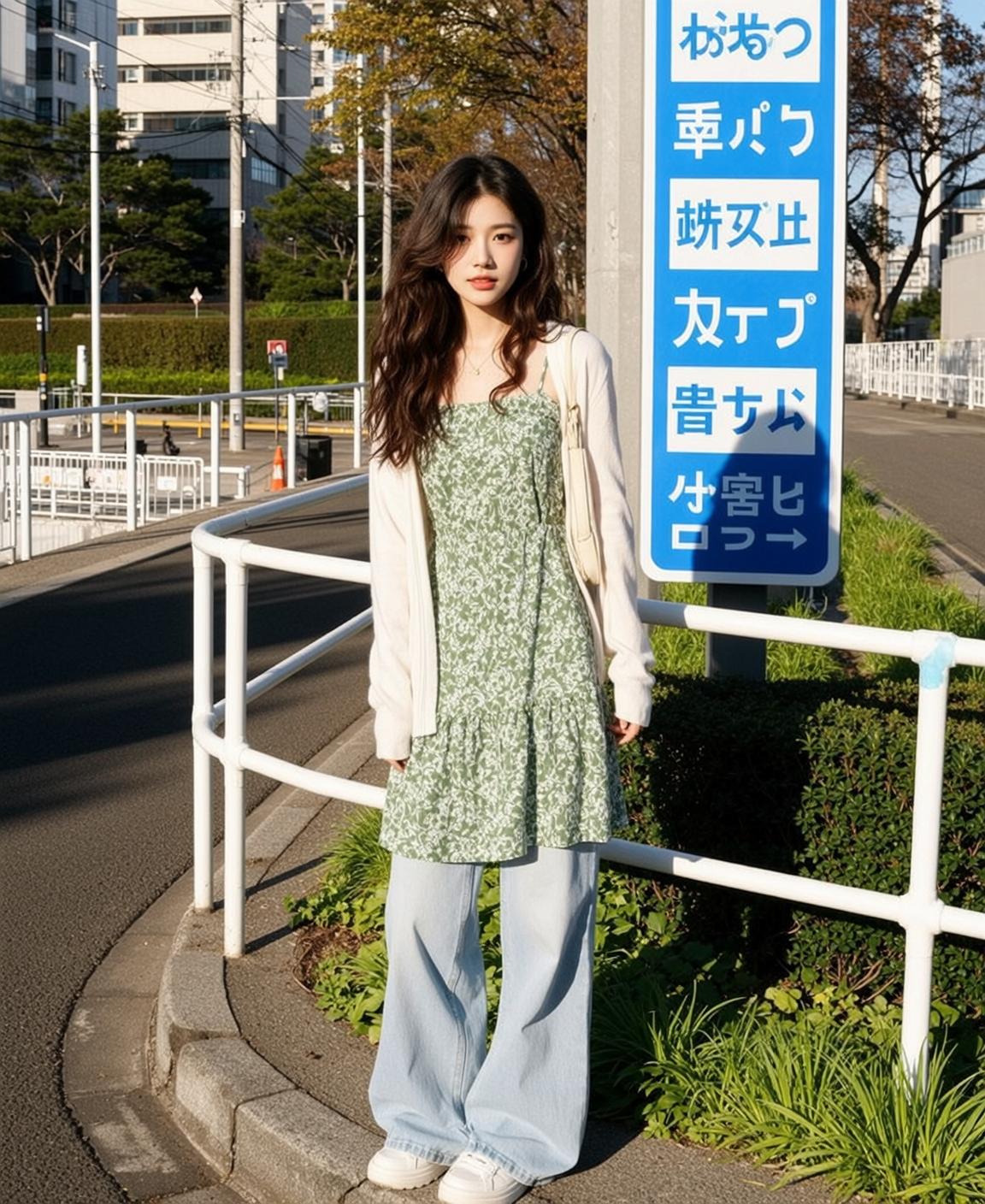 Floral Dress Jeans Street Layering