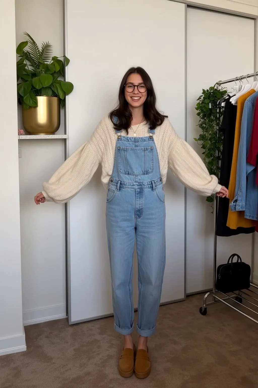 Glasses And Necklace In Denim Portrait