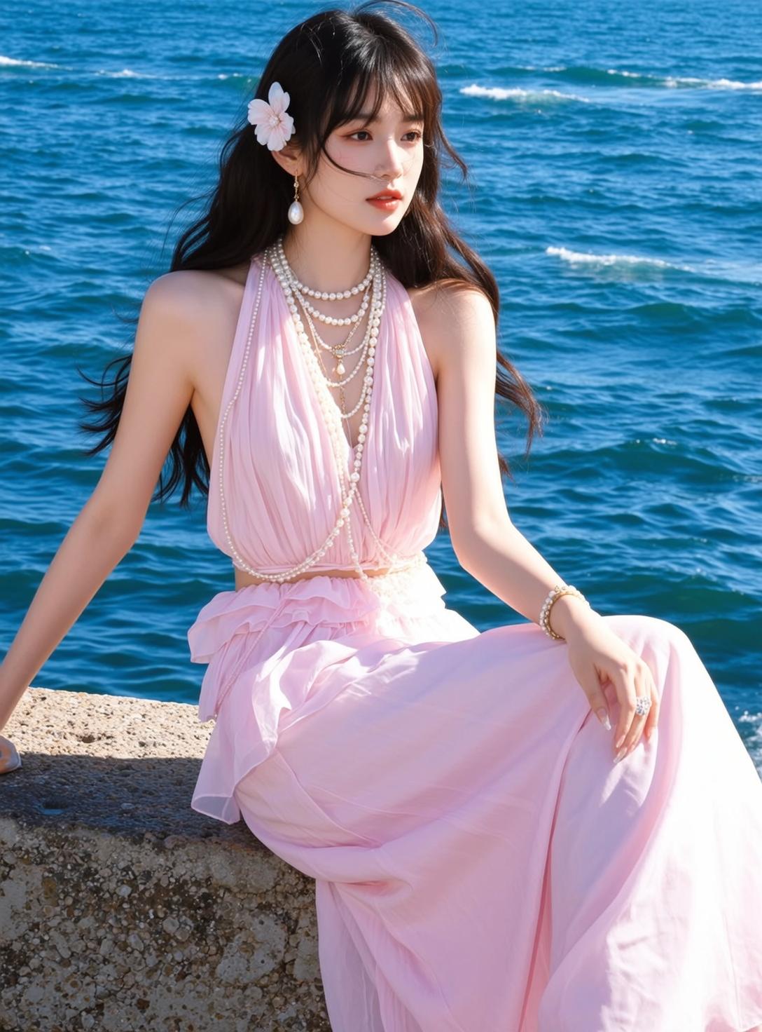 Pink Halter Seaside Pearl Look