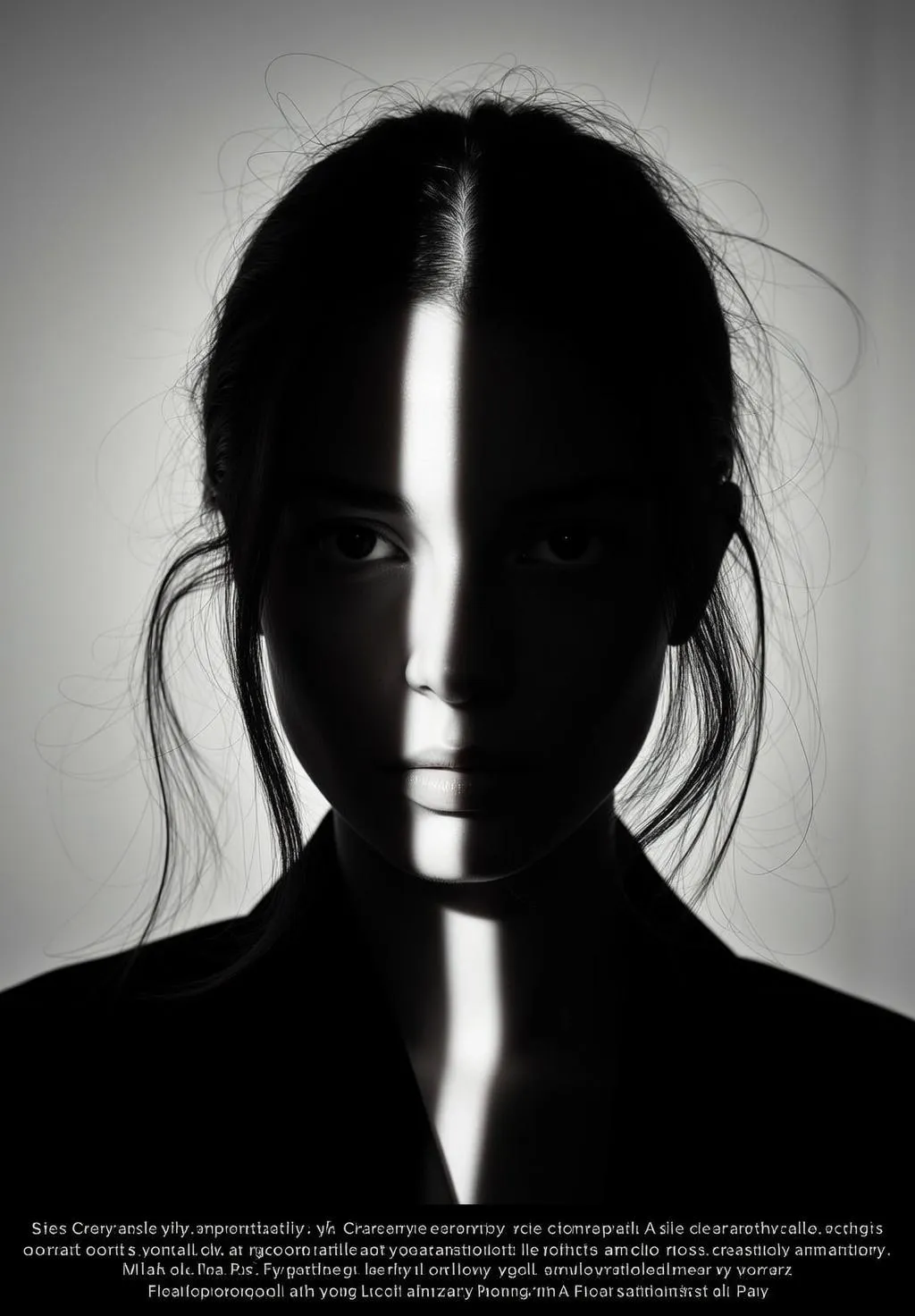 Portrait Young Woman With Dark Loosely Styled Hair Her Face