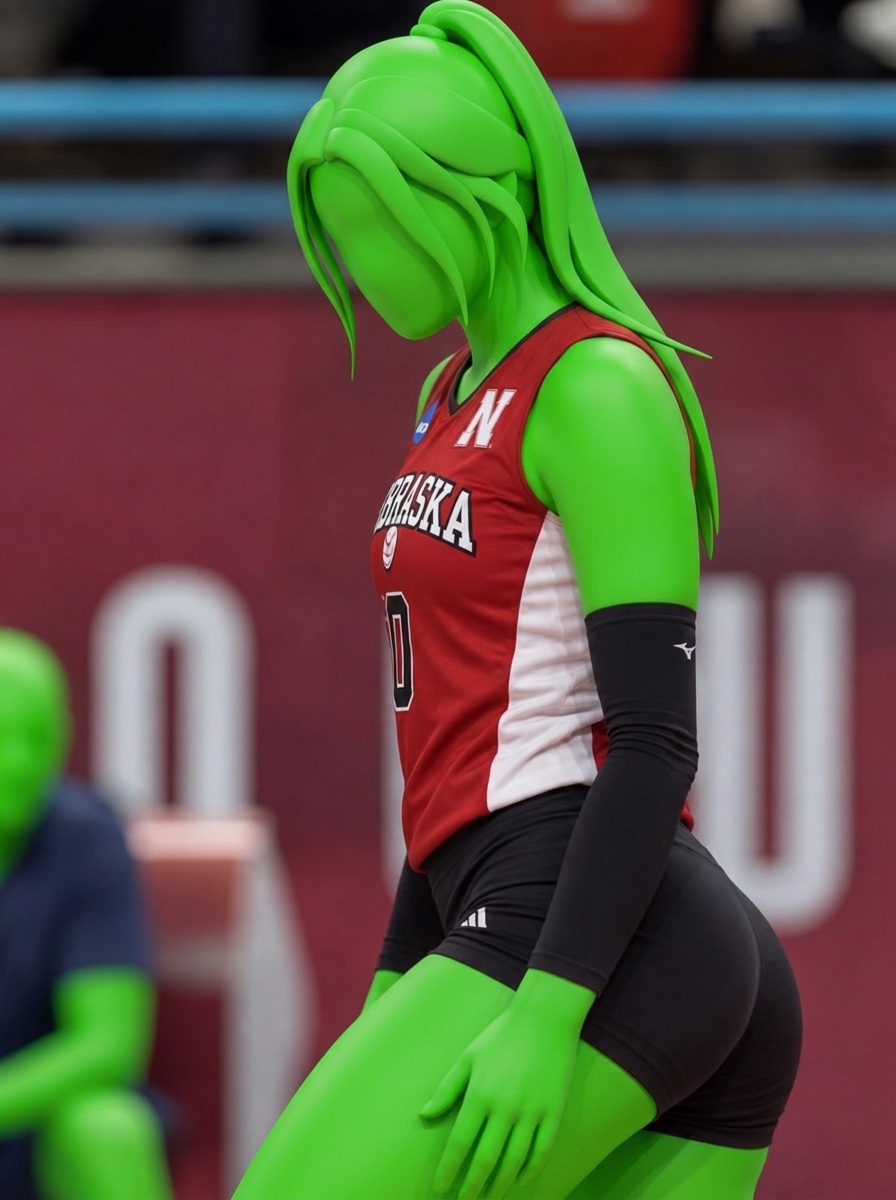 Template for Volleyball Athlete In Red White Jersey Black Shorts