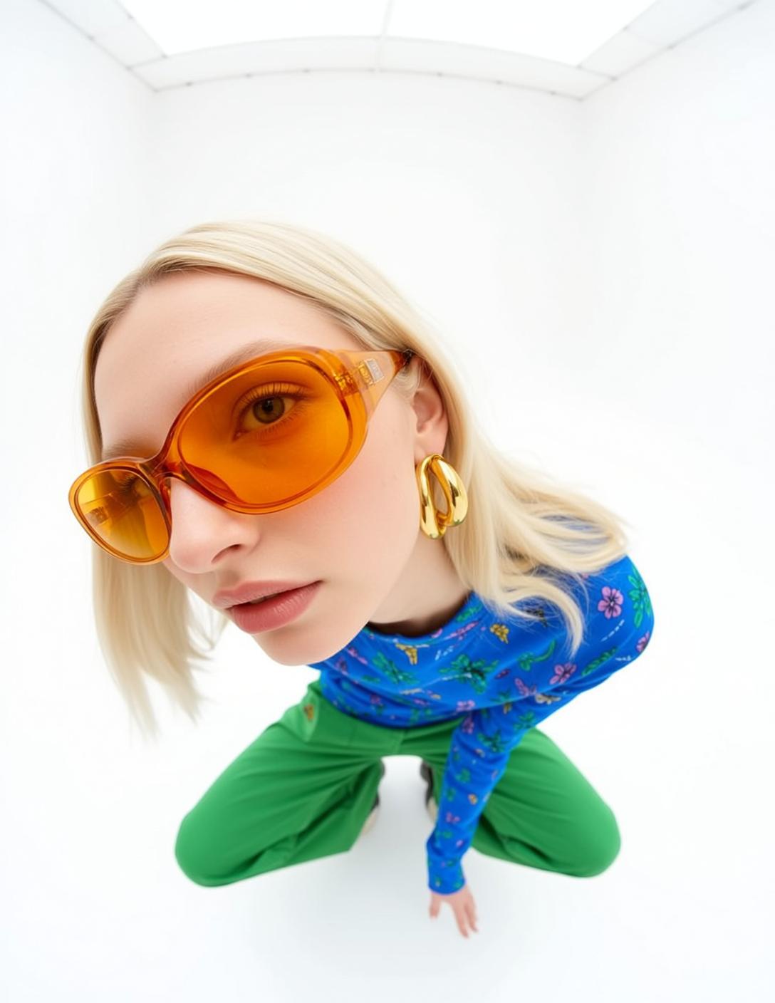 Fisheye Young Blonde Shoulder Length Fair Blue