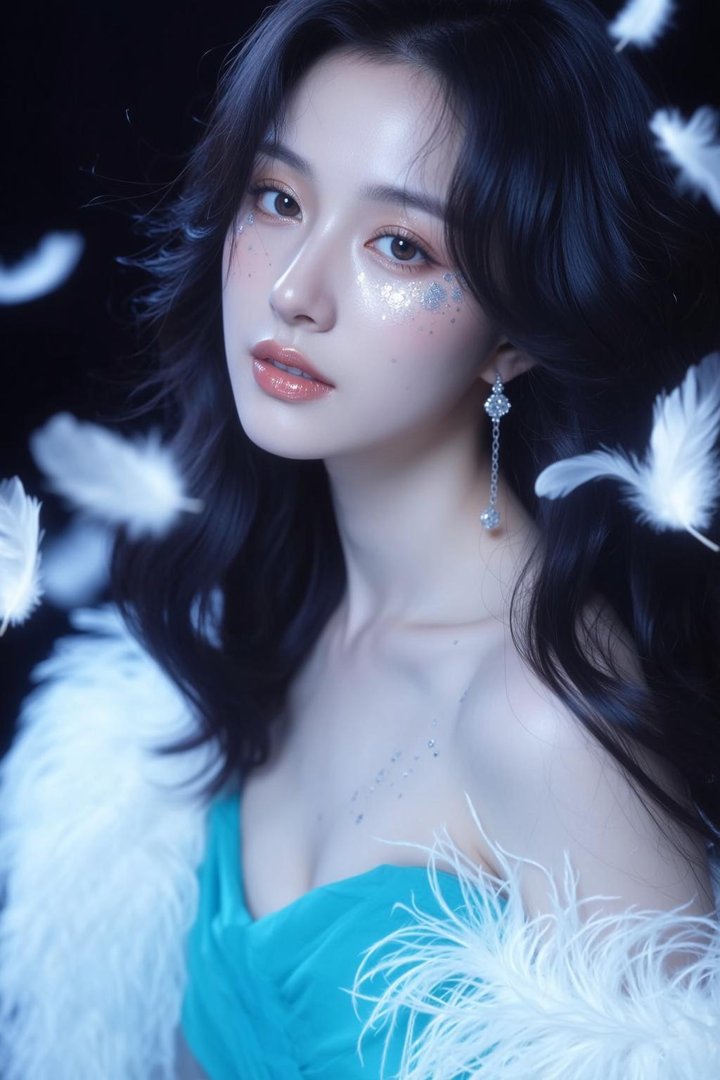 Teal Dress Feather Boa Studio
