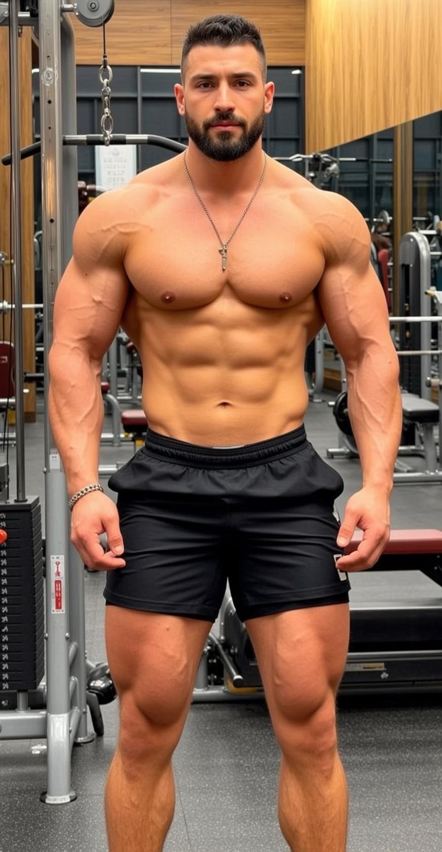 Muscular Short Dark Hair Tanned Skin Black