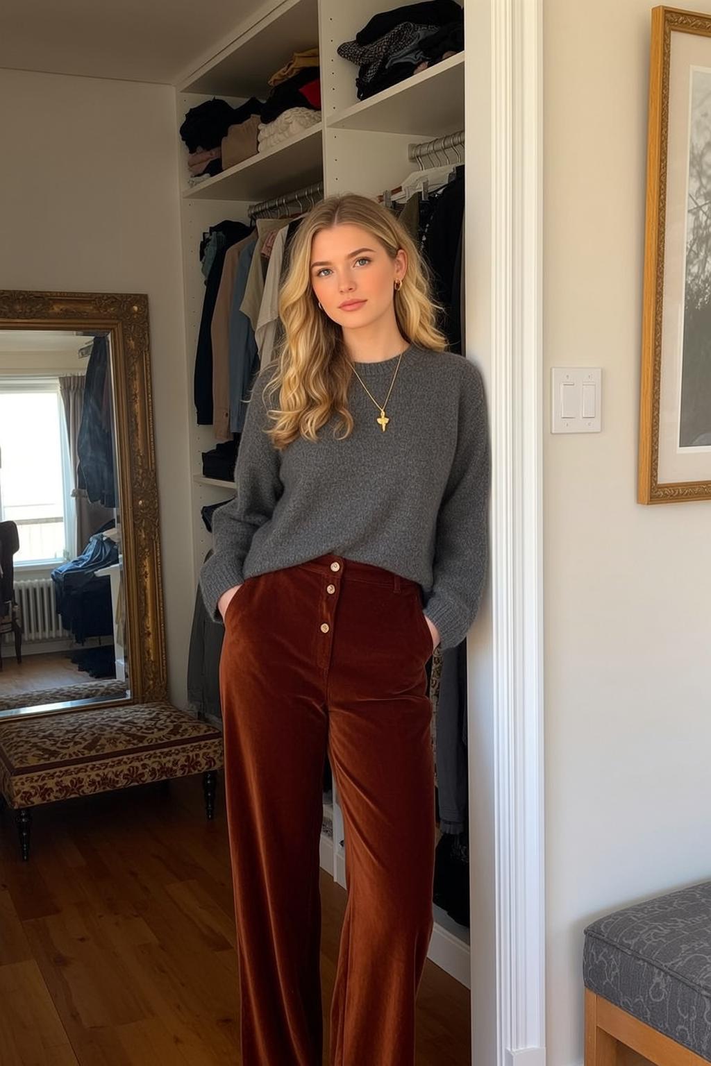 Rust Velvet Pants Closet