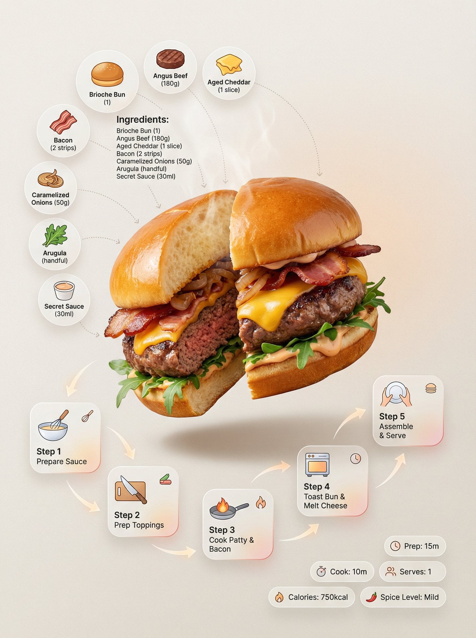 Juicy Burger Ingredients Flowchart