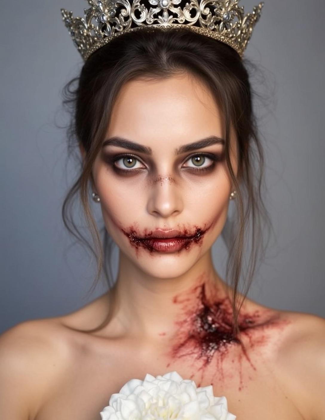 Halloween Makeup Young Dark Brown Pulled Back