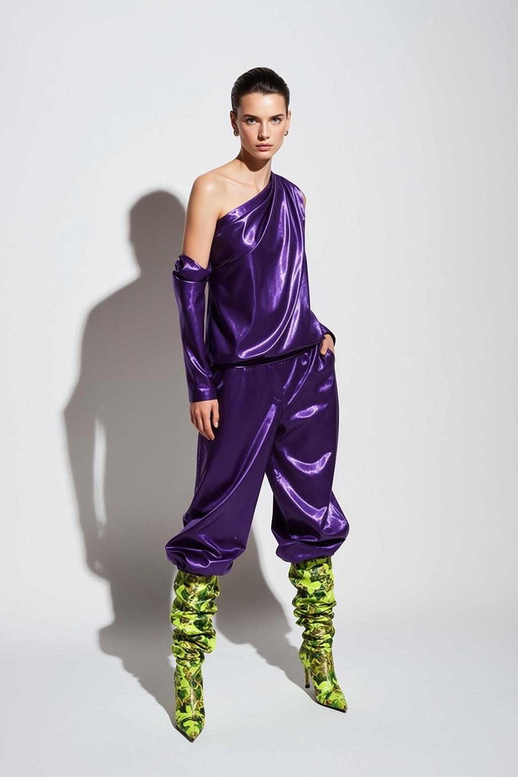 Fashion Week Pulled Back Fair One-shoulder Draped