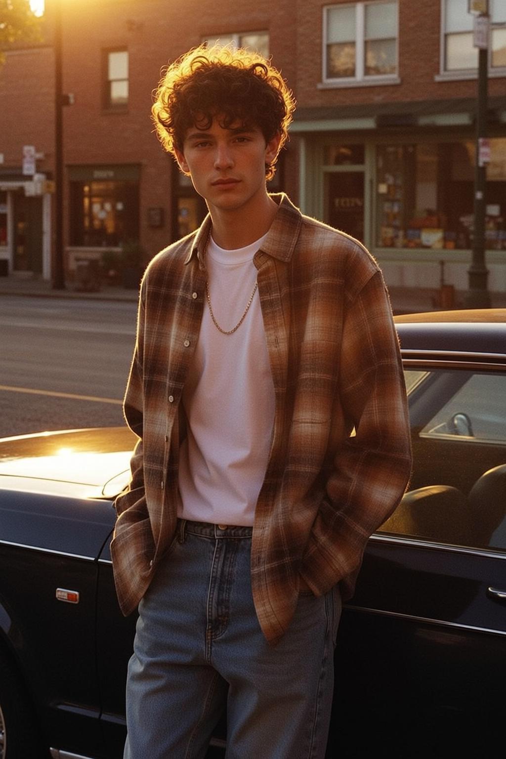 Plaid Flannel White Tee Portrait