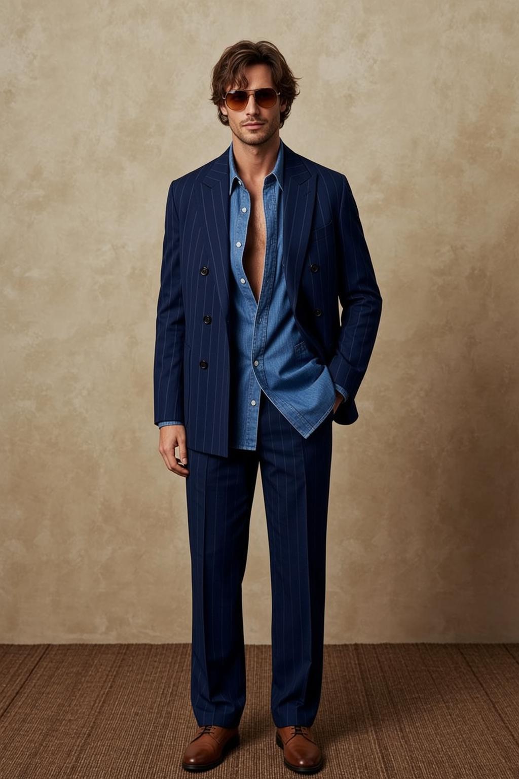 Pinstripe Suit Aviator Sunglasses