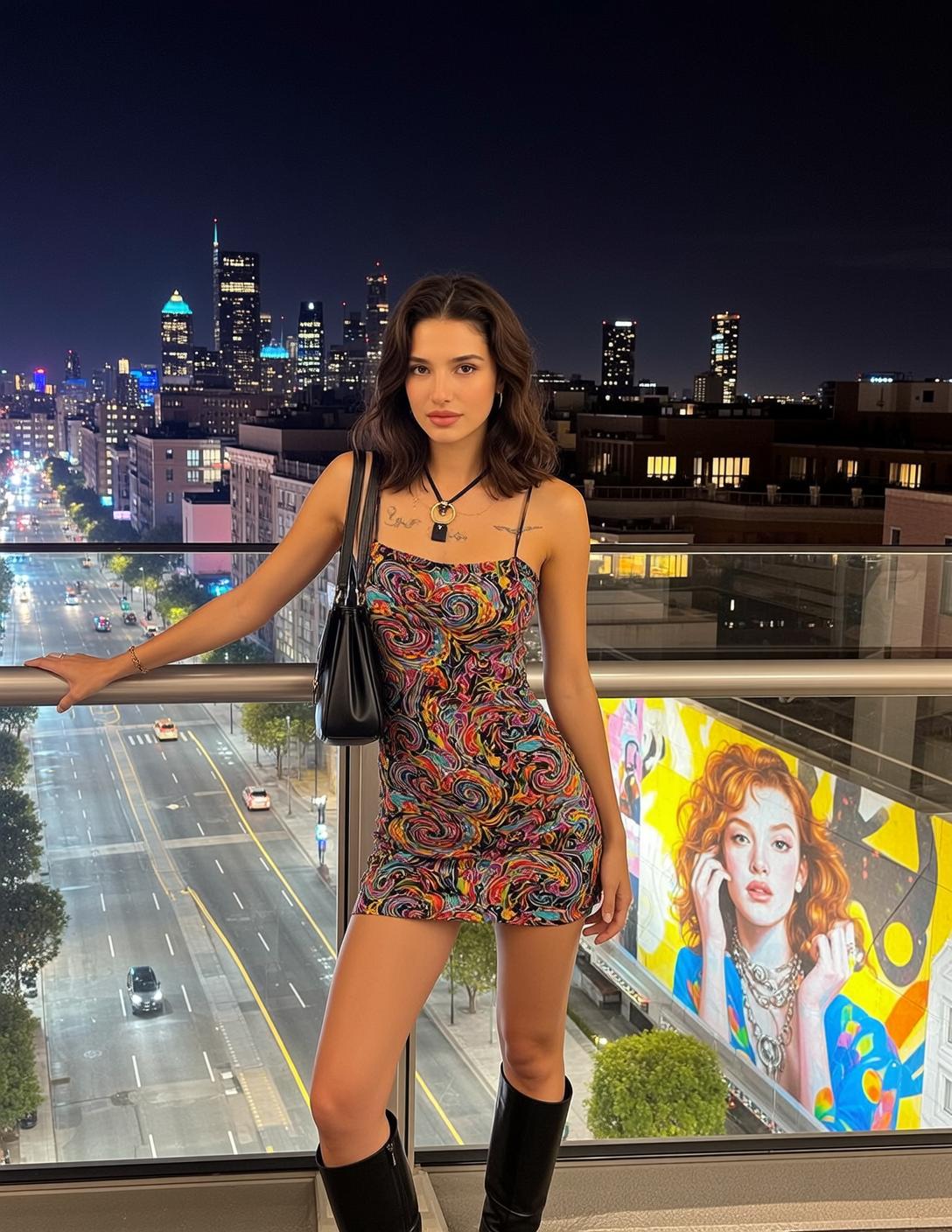 Explore Stands Facing Leaning Her Left Arm