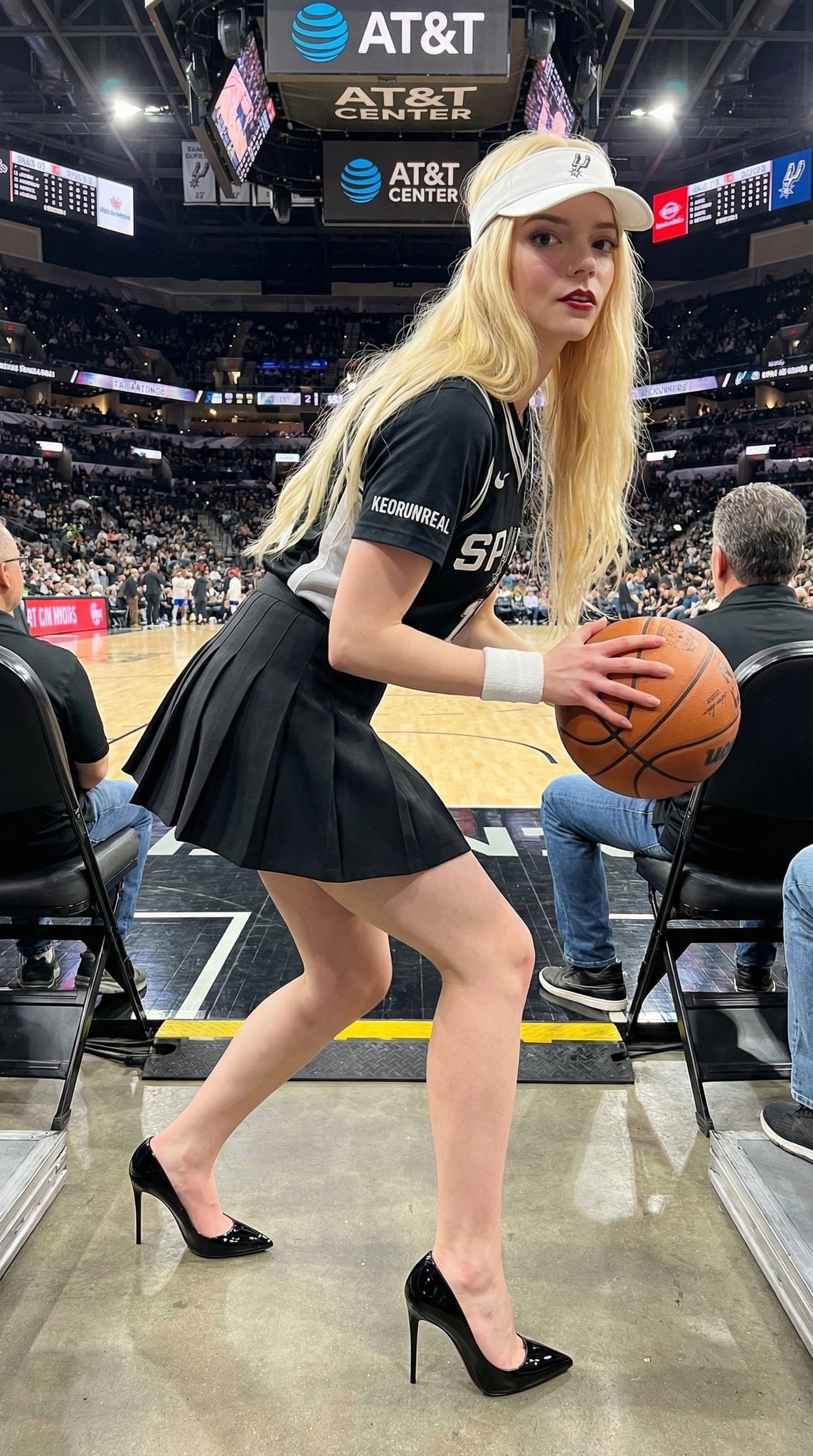 Basketball Arena Pleated Skirt Stiletto Heels