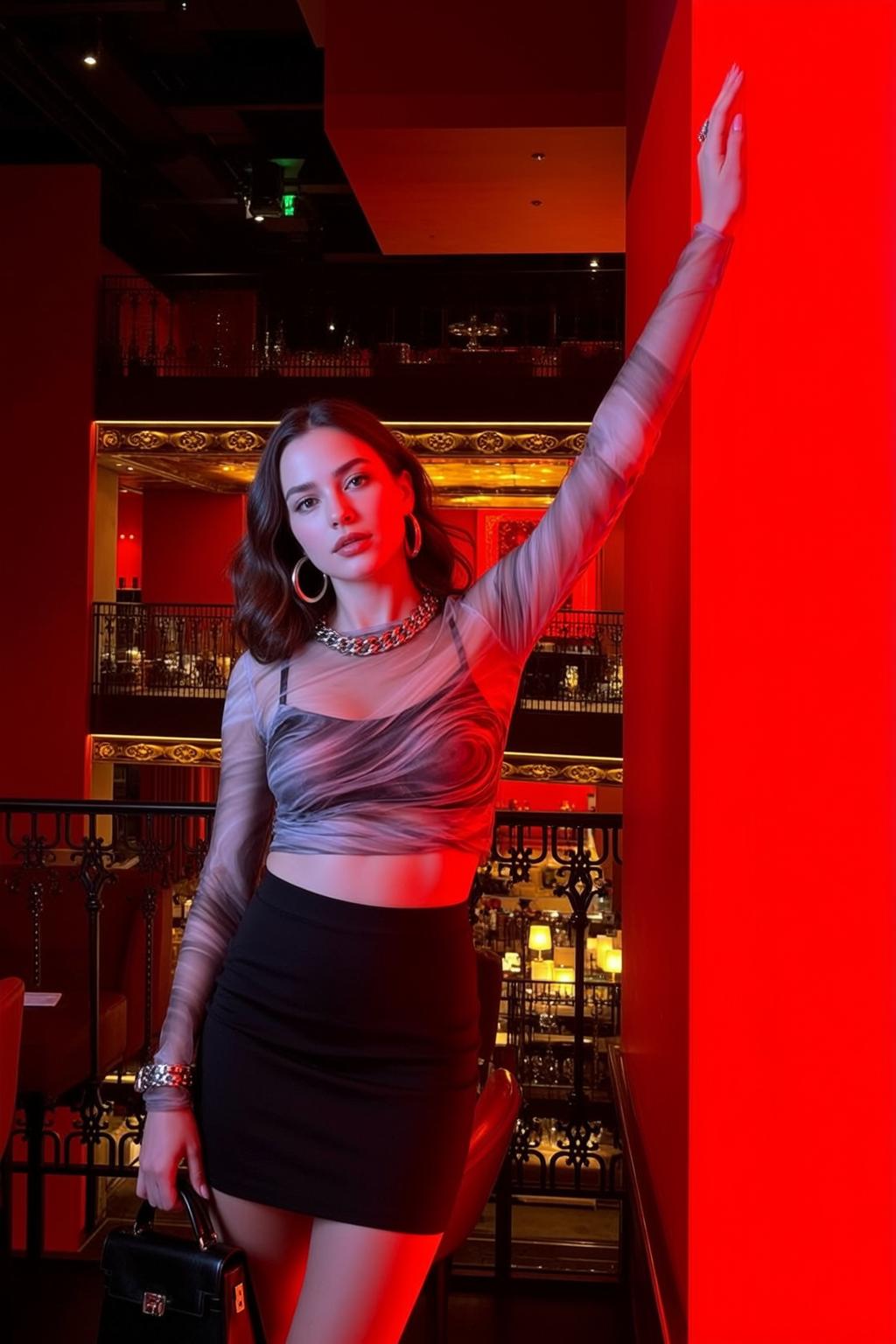 Marble Crop Top Red Wall