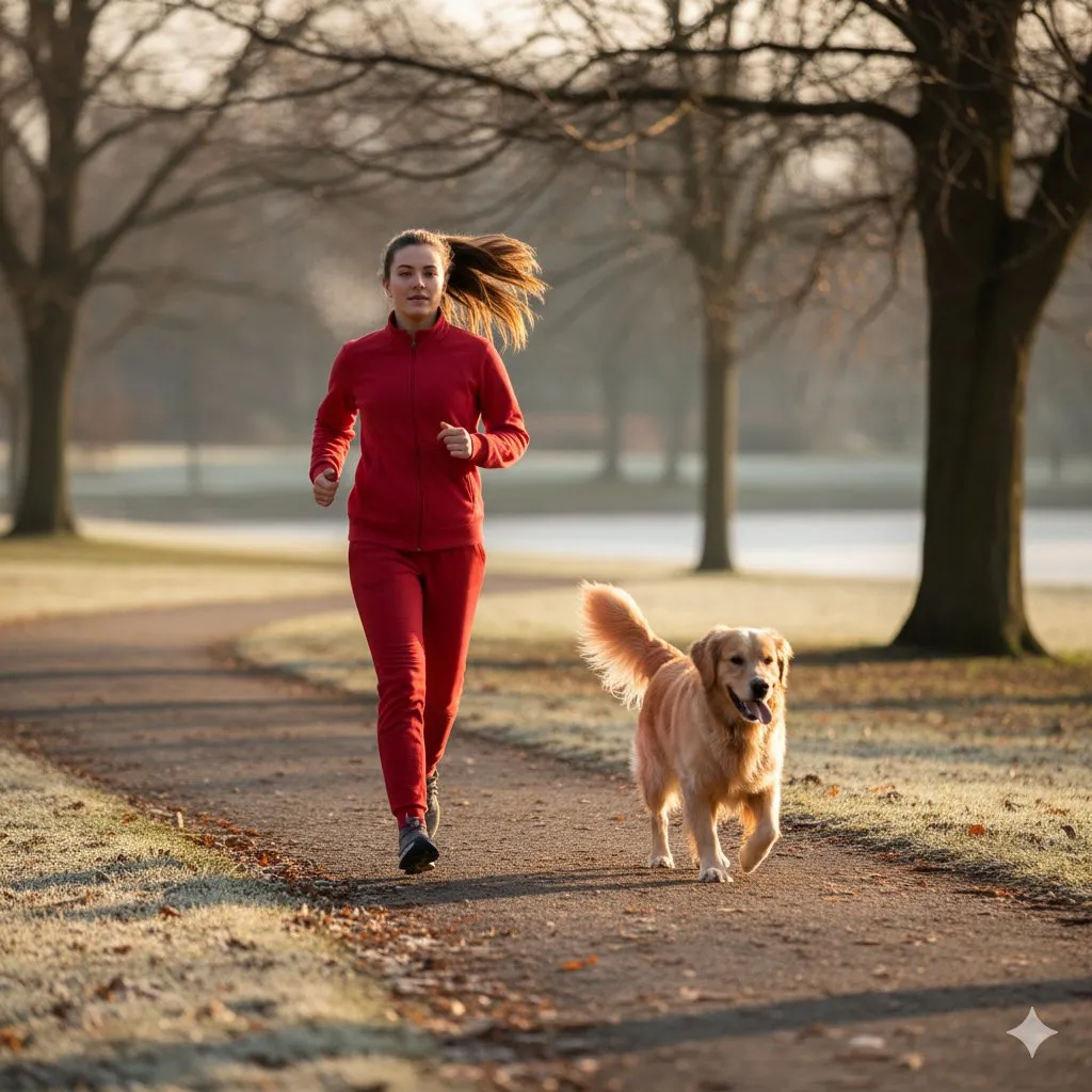 Golden Glow of Winter: A Jogging Serenity