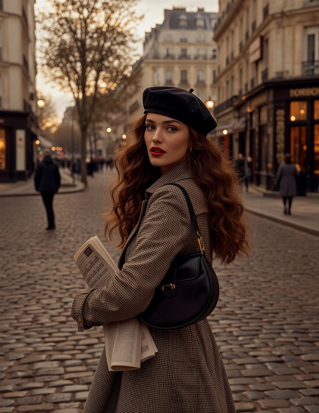 Checkered Trench Beret Portrait