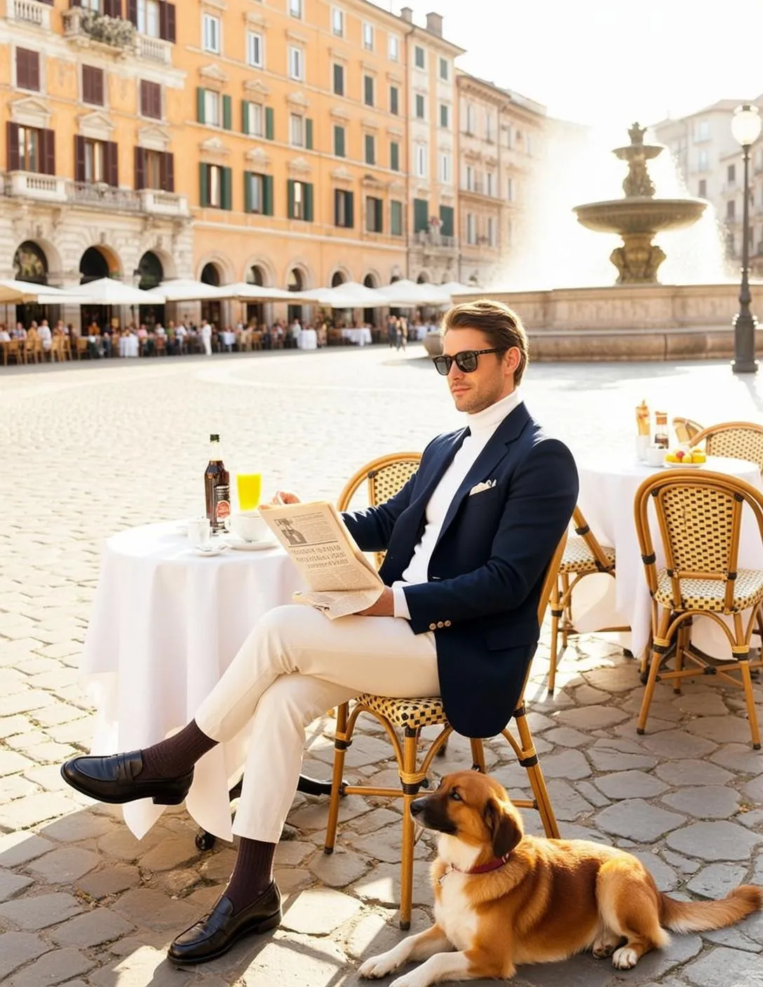 Sunglasses In A European Cafe Portrait