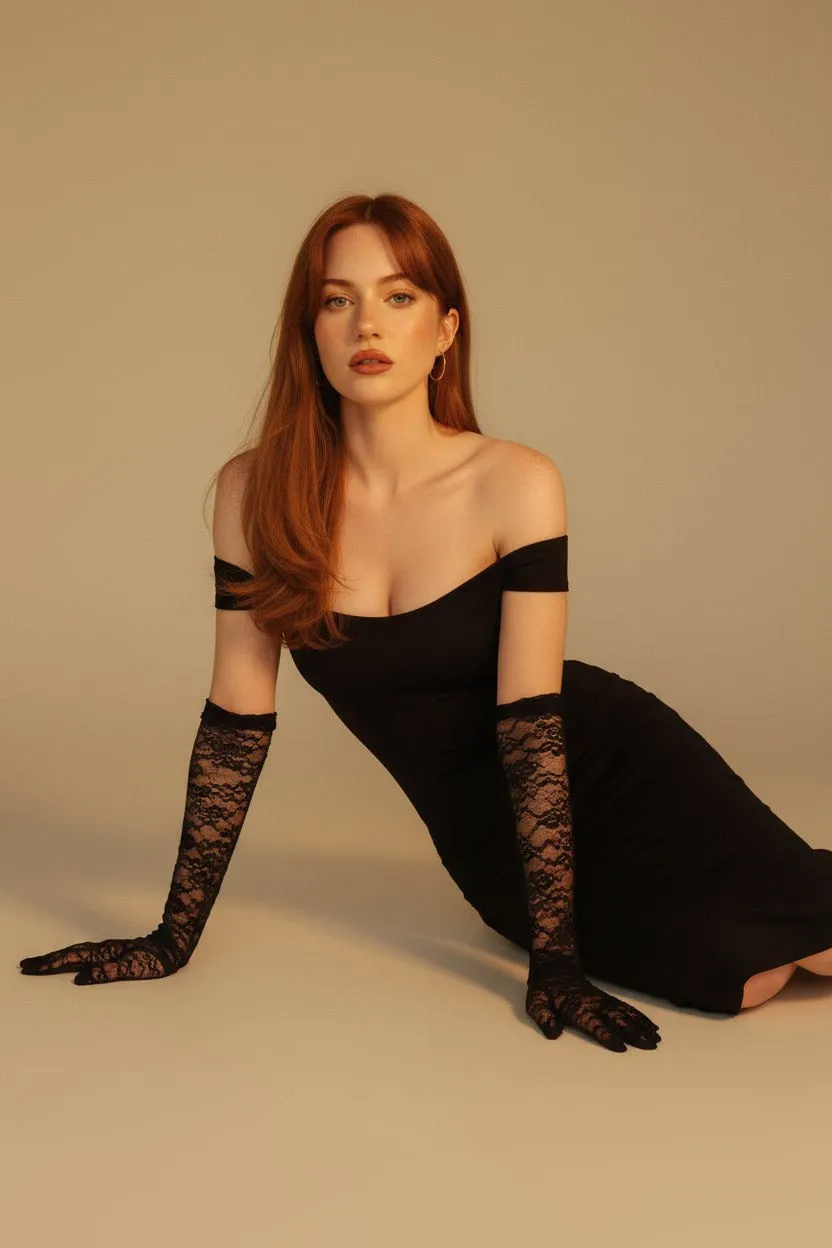 Off Shoulder Dress Studio Pose