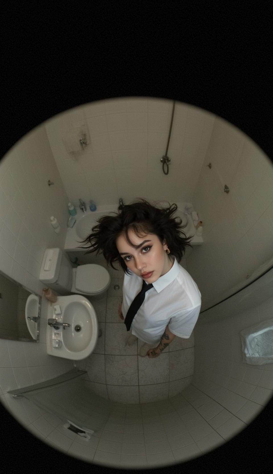 White Shirt Bathroom Fisheye