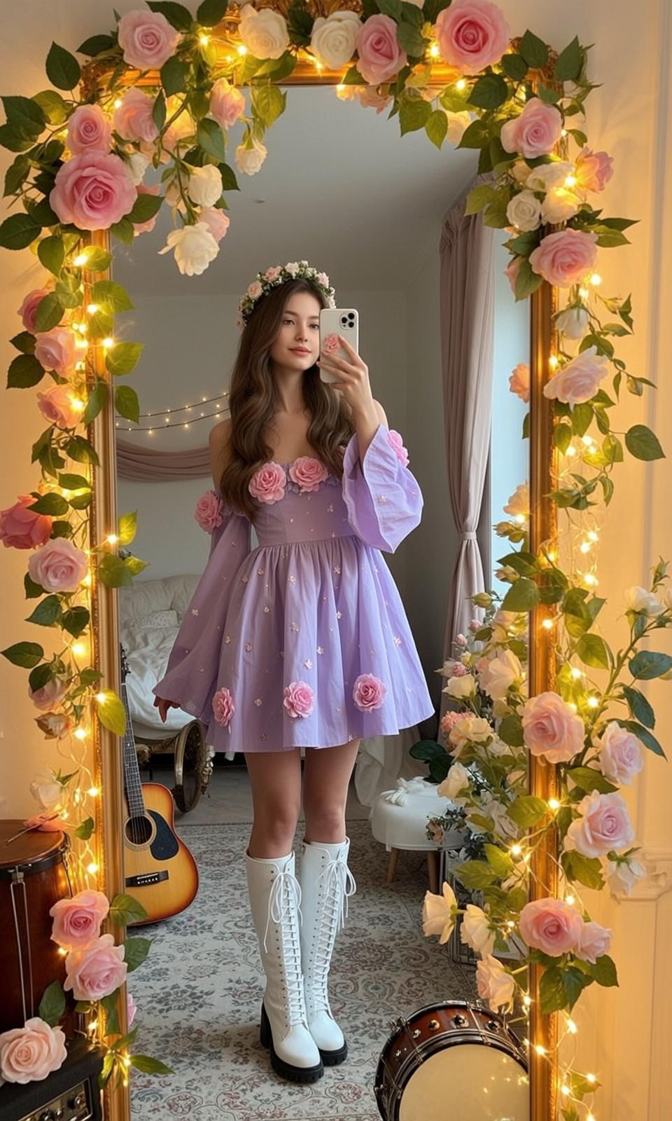 Purple Fairy Dress Mirror Selfie