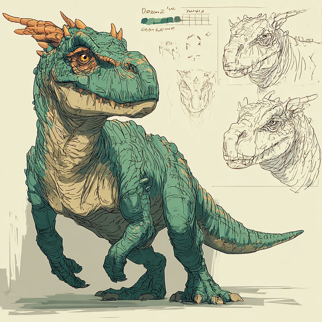 A detailed sketchbook-style concept art illustration featuring loose line art and colorful digital brushwork.