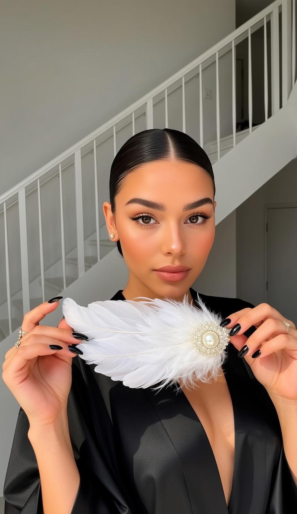 Black Satin Feather Portrait