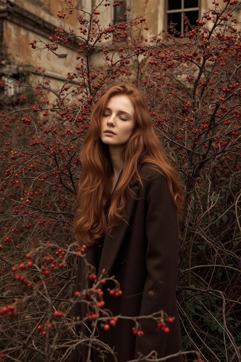 Dark Wool Coat Autumn Portrait