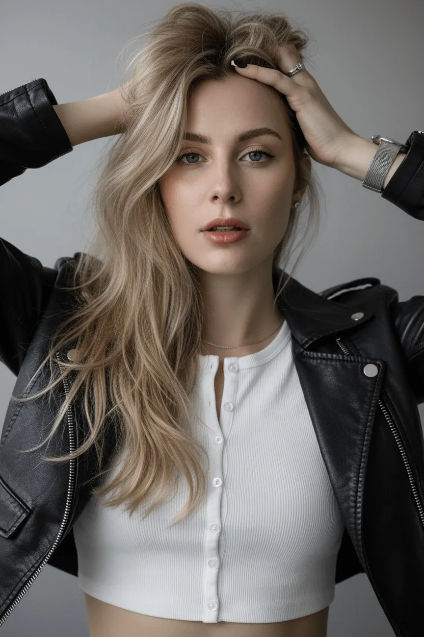 White Crop Top Messy Hair Dawn Gray Eyes