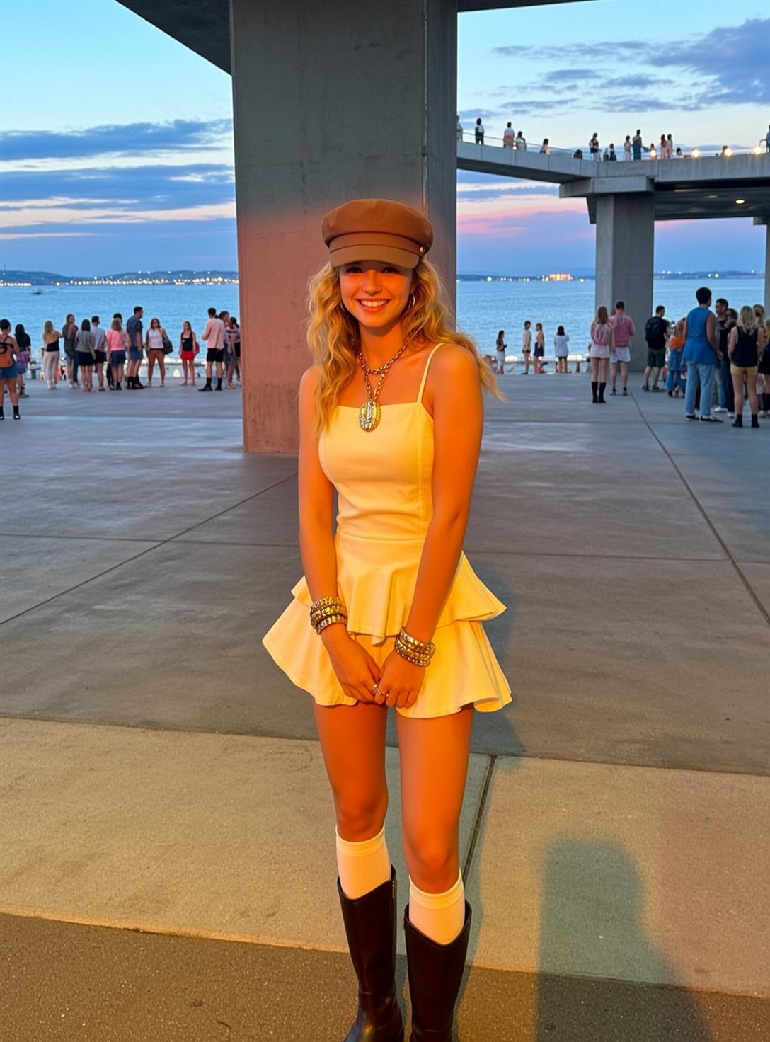 Yellow Dress Sea Promenade