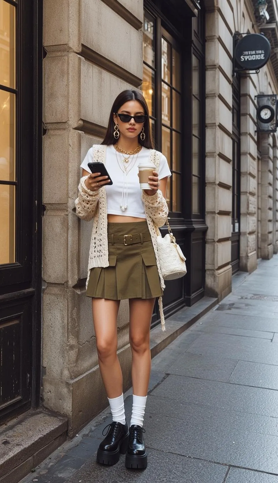 Sunglasses And Earrings And Necklace On A City Street