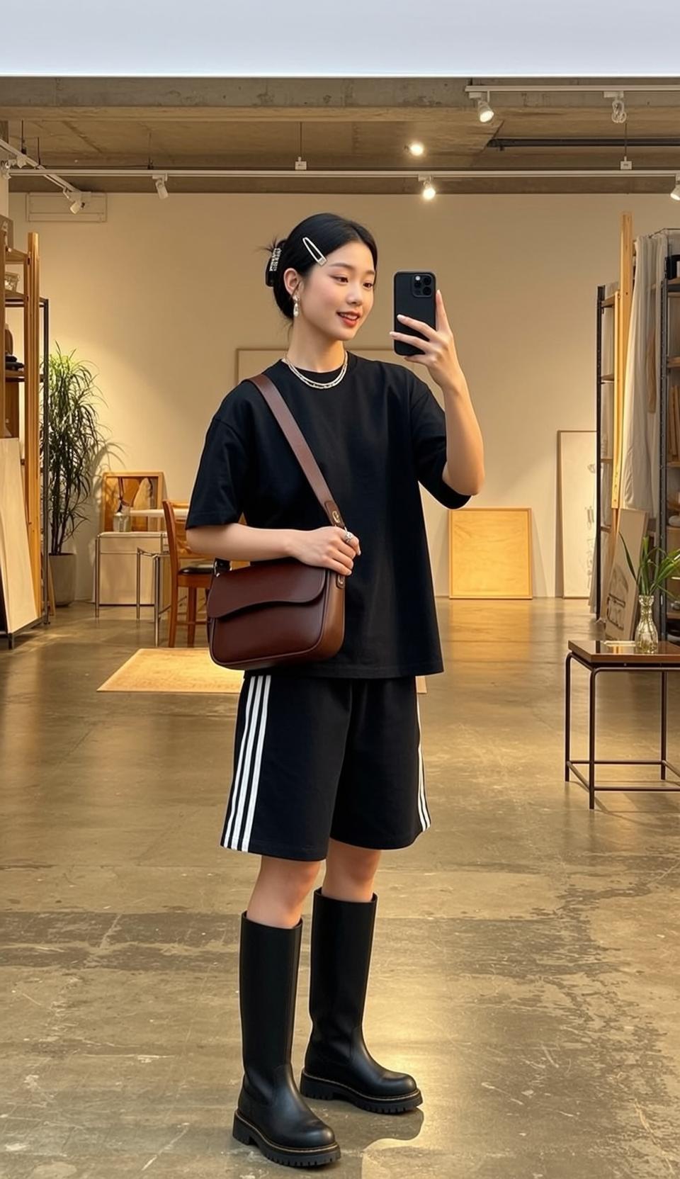 Black Tee Mirror Selfie