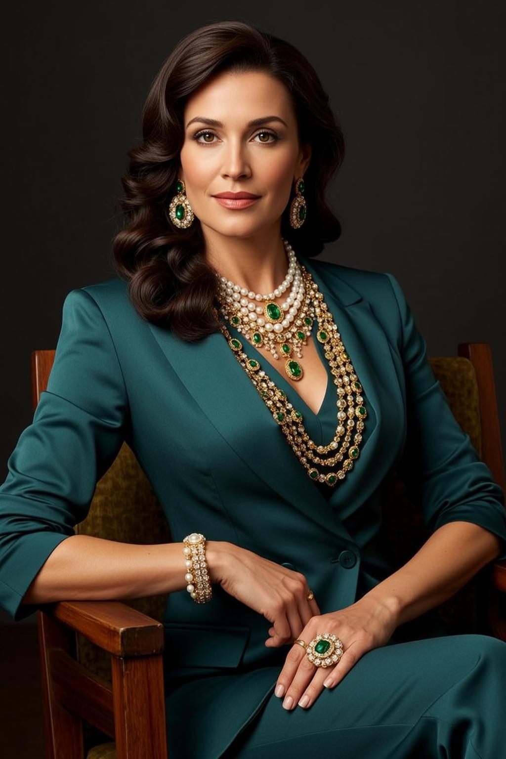 Luxury Dark Brown Wavy Styled Fair Teal