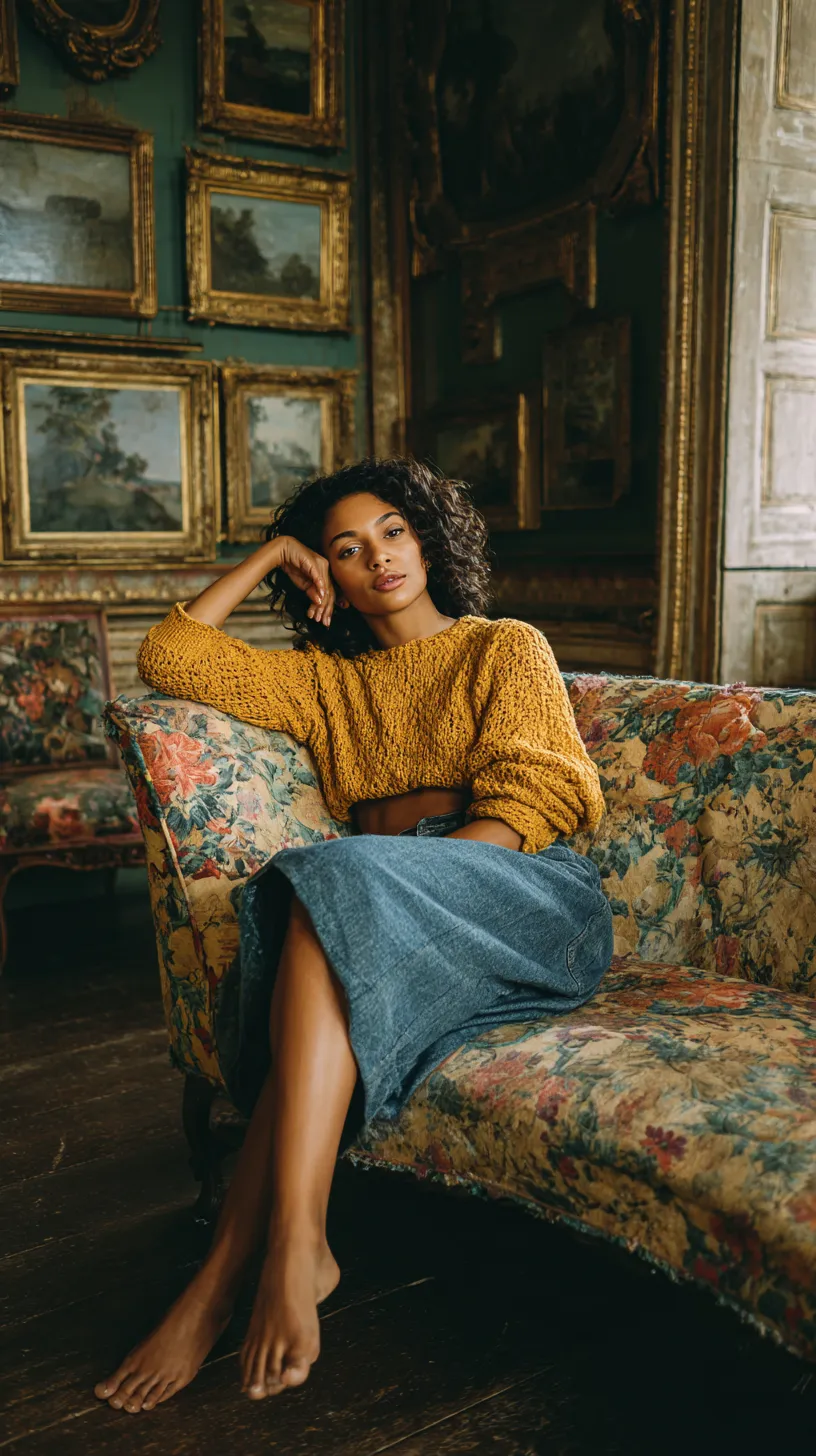 Curly Hair On Floral Sofa Dimly Lit Room