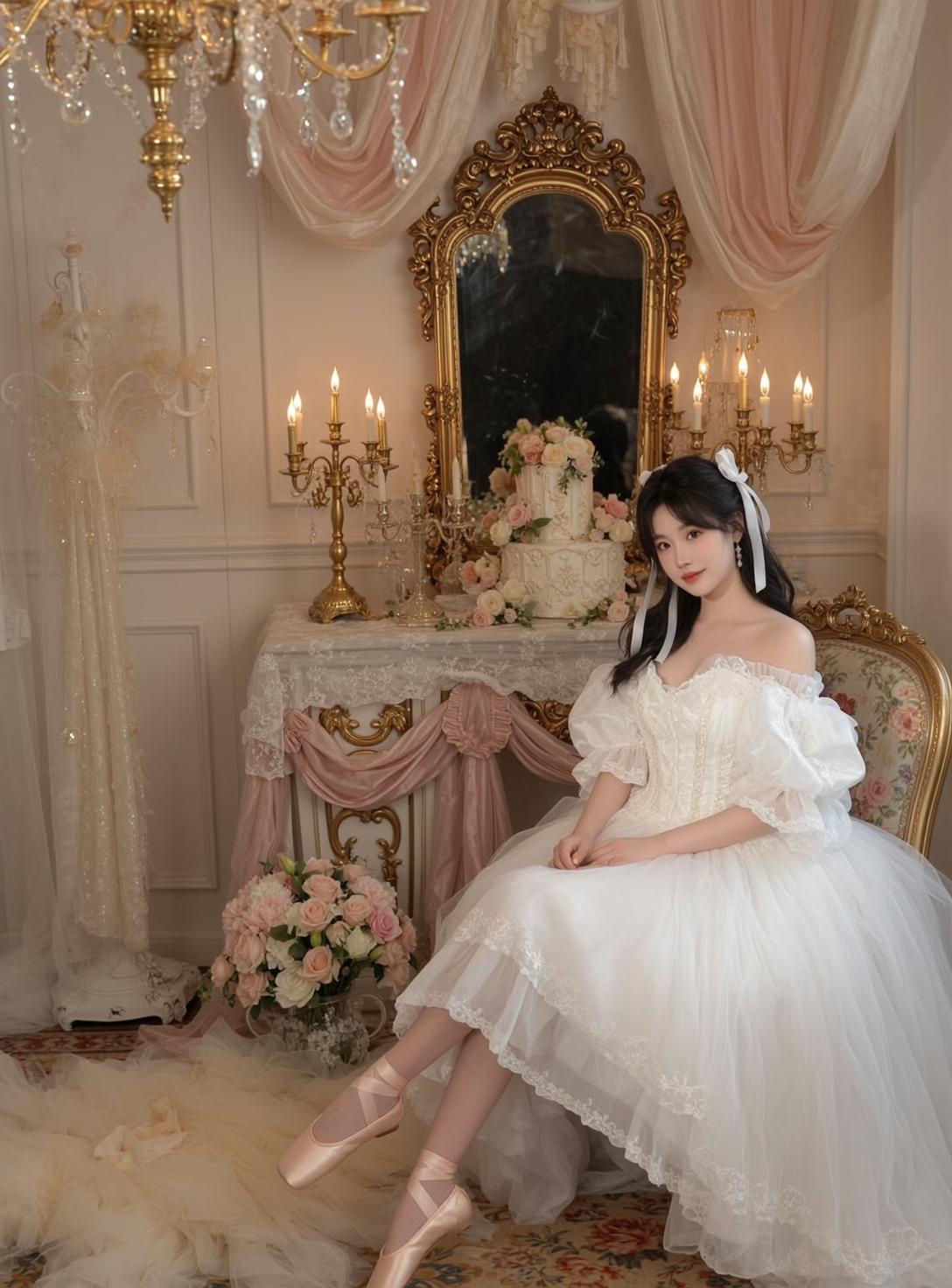 White Tulle Skirt Ornate Room