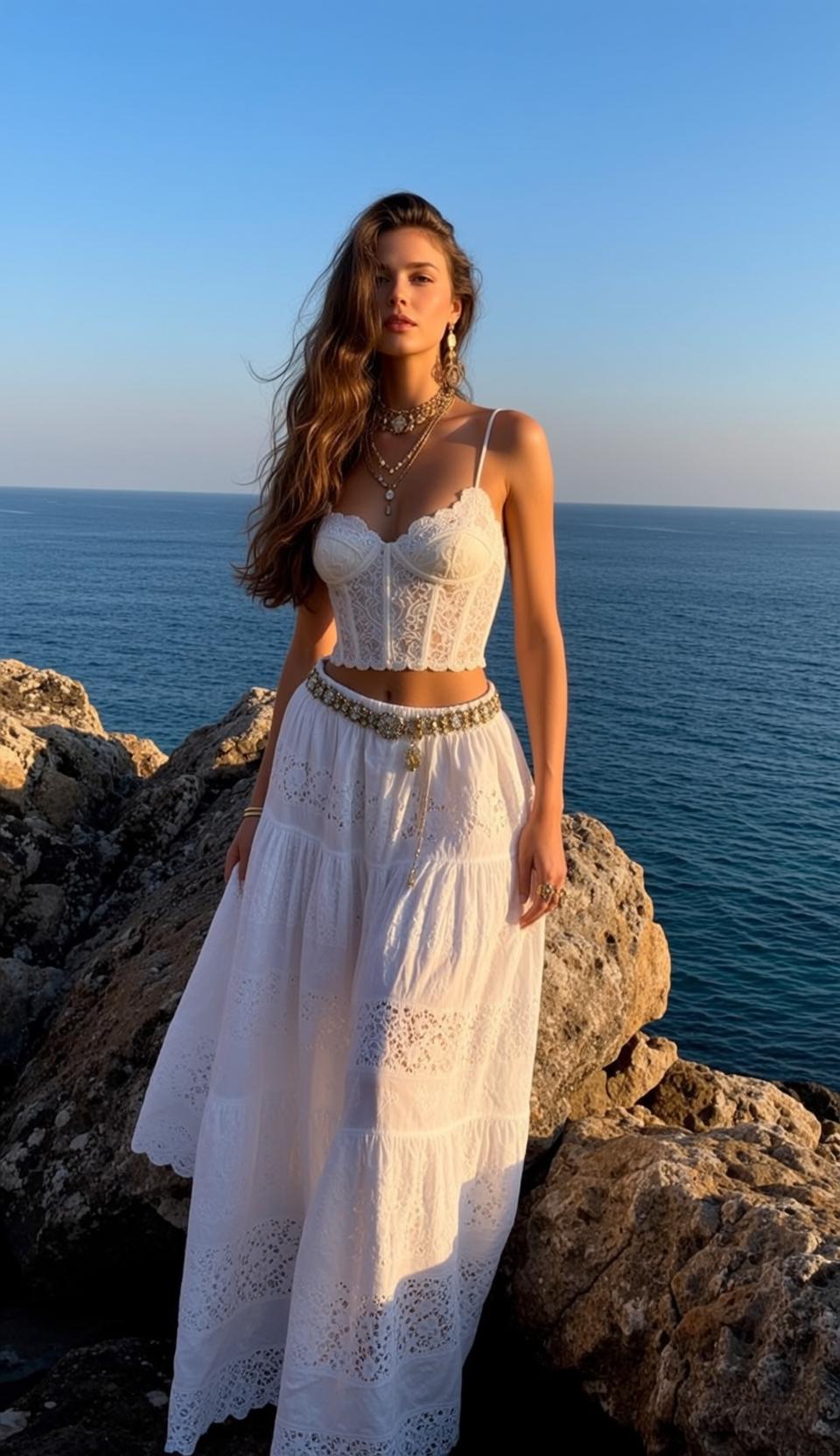 White Corset Rocky Coast Sunset