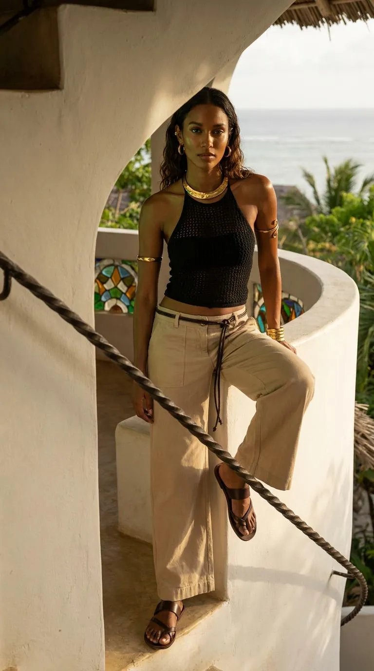 Earrings And Necklace And Rings On The Beach