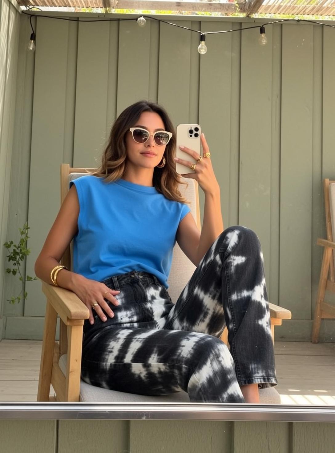 Casual Wavy Brown Hair Tan Skin Blue
