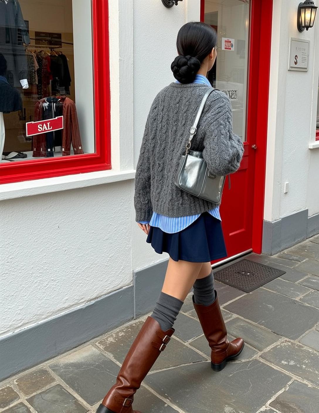 Autumn Dark Hair Bun Fair Skin Blue