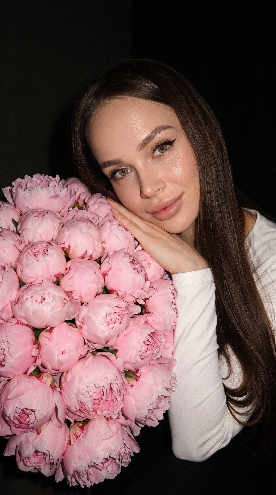 Girl With Pink Peonies Soft Glam 2000s Flash