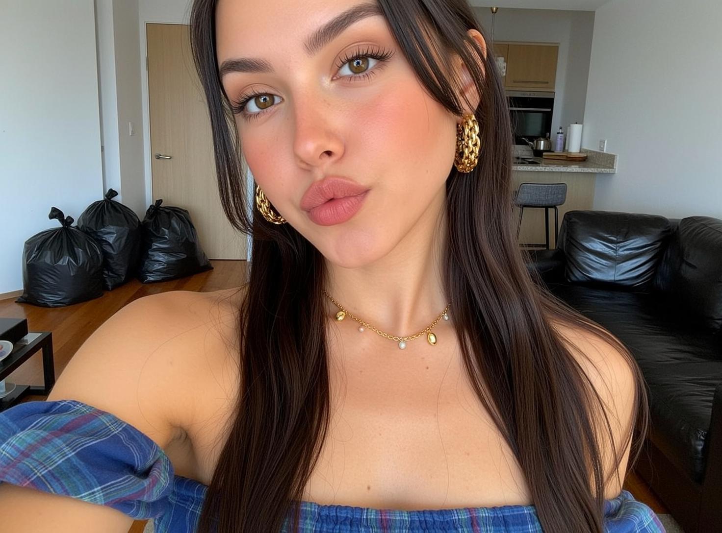 Explore Posed Selfie Leaning Slightly Forward Her