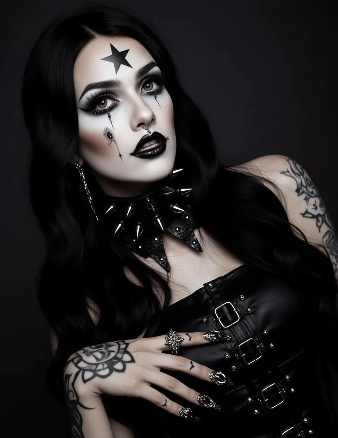 Tattoos Earrings And Rings In Gothic Portrait